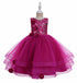 Girls Sequin Floral Tulle Easter & Party Dress – Floor Length Girls Gown 3-12