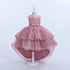 Girls Lace High-Low Party Dress with Bow Back 3-12