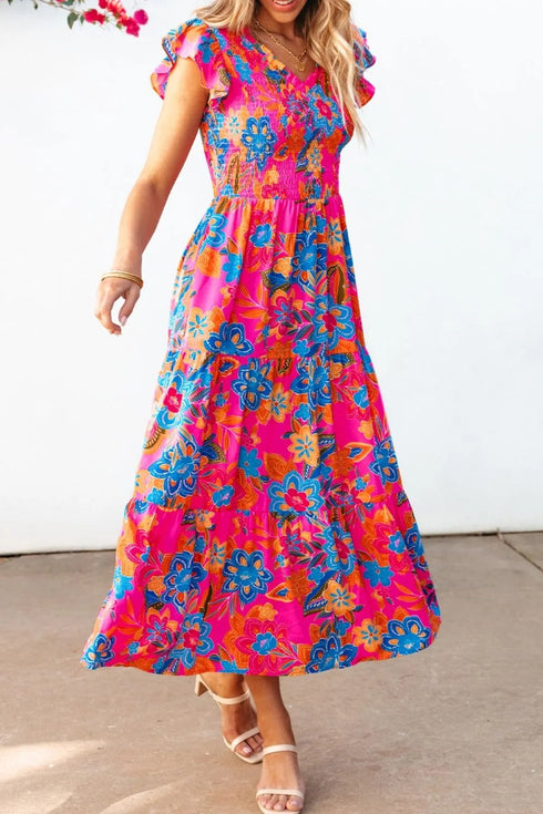 boho-floral-v-neck-ruffle-tiered-dress OhSoStyled at Sophia's Style-4