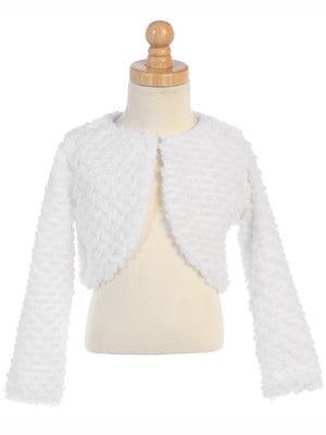 Girls Faux Fur Soft Swirl Long Sleeved Stylish Bolero, Sizes 12 Months-10