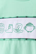 Green parade embroidery ruffle gingham pants set