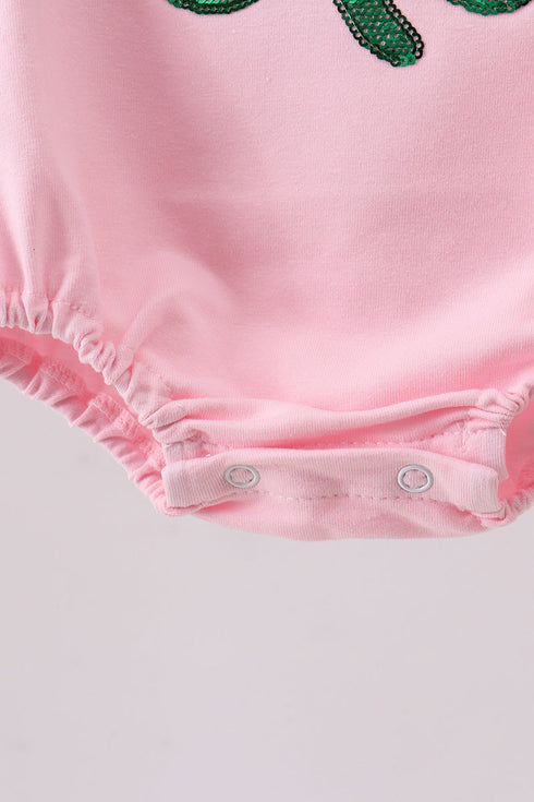 Pink clover glitter ruffle bubble