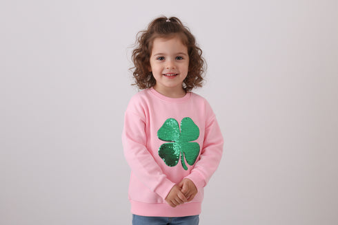 Pink clover glitter mom&me top