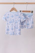 Blue bunny egg bamboo pajama shorts set