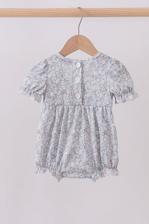 Floral bunny smocked bubble