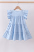 Blue cross sequin tiered dress