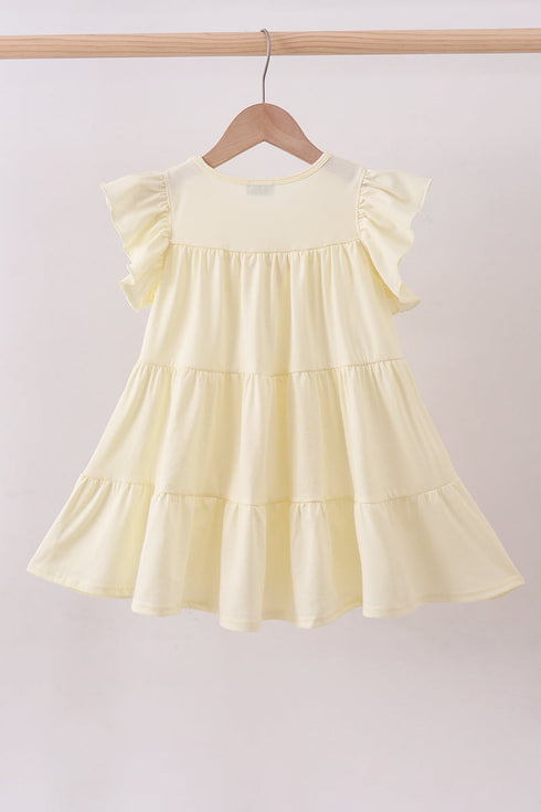 Yellow cross sequin tiered dress
