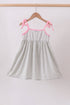 Pink seersucker farm animals embroidery ruffle dress