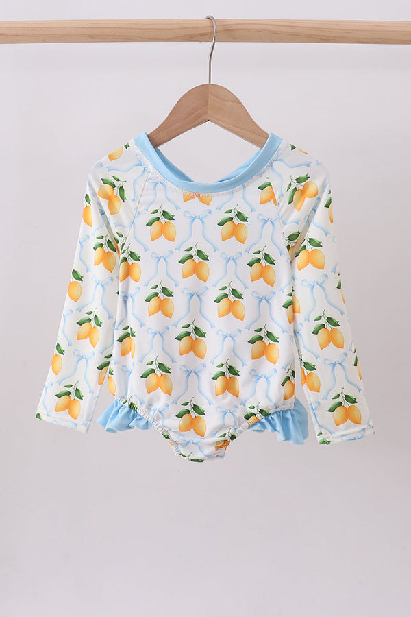 Blue bow lemon rashguard