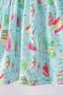 Blue sailboat print ruffle shorts set