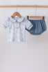 Navy bunny embroidery peter pan collar bloomer set