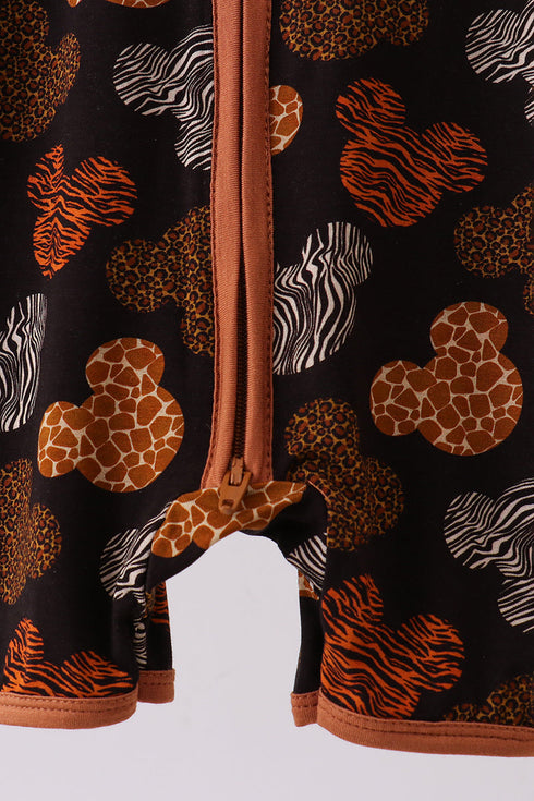 Brown character bamboo romper
