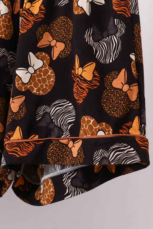 Brown character bamboo pajama set