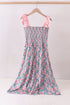 Pink floral smocked tiered dress