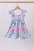 Blue marine smocked ruffle tiered mom&me dress
