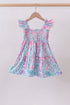 Blue marine smocked ruffle tiered mom&me dress