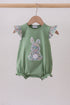 Sage bunny applique ruffle bubble