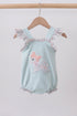Blue floral bunny applique ruffle bubble