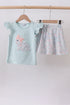 Blue floral bunny applique ruffle skorts set
