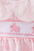 Pink bunny smocked lace collar bow bloomer set