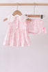 Pink bunny smocked lace collar bow bloomer set