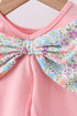 Pink floral cross embroidery ruffle bloomer set