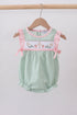 Green swiss dot cross sheep ruffle bubble
