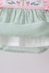Green swiss dot cross sheep ruffle bloomer set