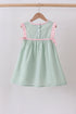 Green swiss dot cross sheep ruffle dress