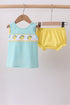Summer lemon smocked bow bloomer set