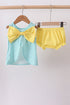 Summer lemon smocked bow bloomer set