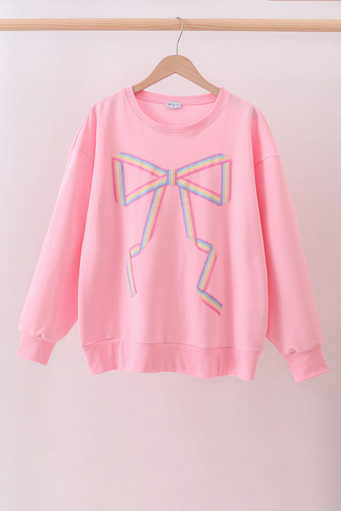 Pink hand-sewn bow mom&me sweatshirt