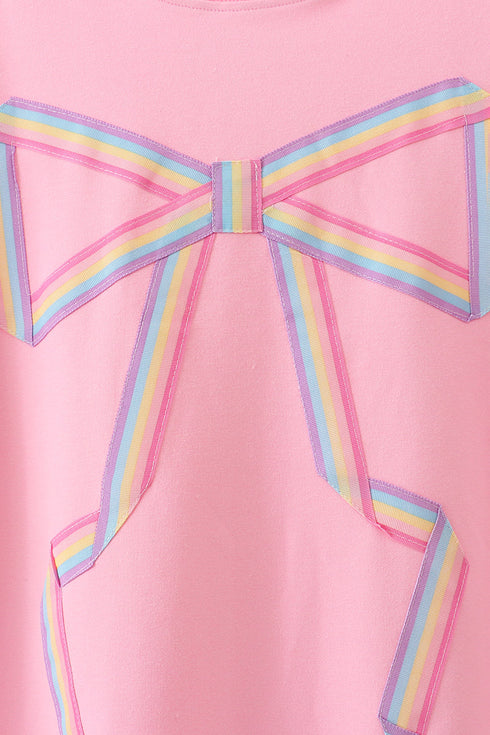 Pink hand-sewn bow mom&me sweatshirt