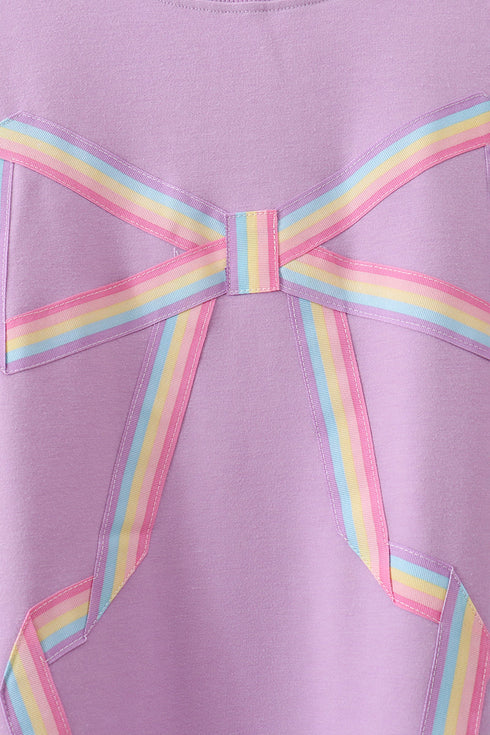 Purple hand-sewn bow mom&me sweatshirt