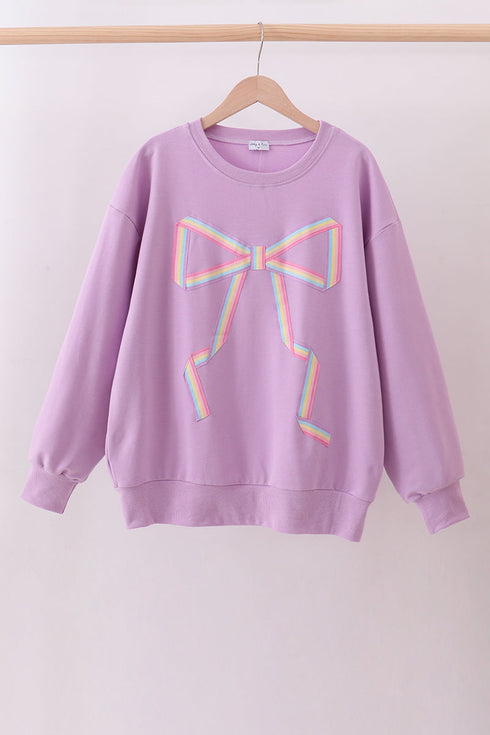Purple hand-sewn bow mom&me sweatshirt