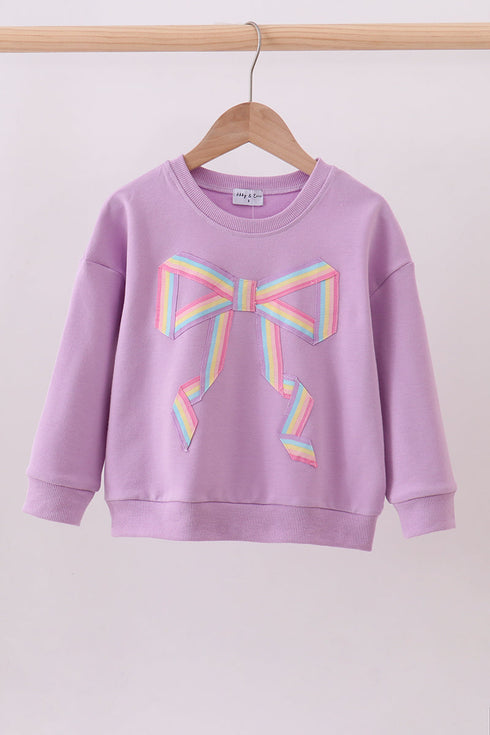 Purple hand-sewn bow mom&me sweatshirt