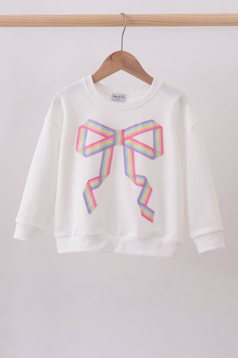 Cream hand-sewn bow mom&me sweatshirt