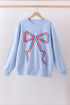 Blue hand-sewn bow mom&me sweatshirt