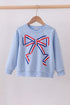 Blue hand-sewn bow mom&me sweatshirt