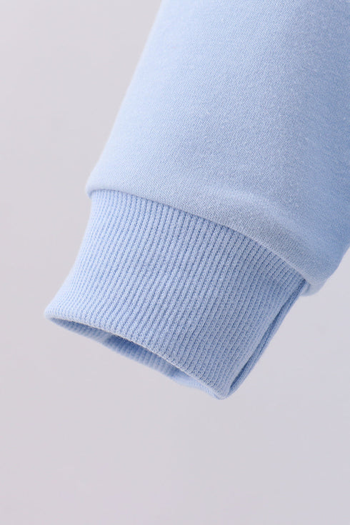 Blue hand-sewn bow mom&me sweatshirt