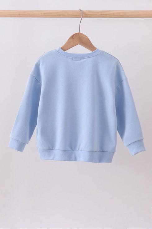 Blue hand-sewn bow mom&me sweatshirt