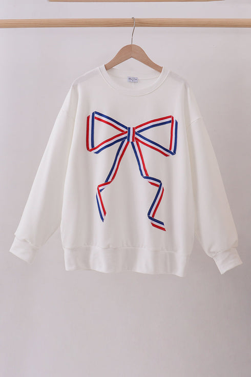 Cream hand-sewn bow mom&me sweatshirt