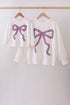 Cream hand-sewn bow mom&me sweatshirt