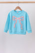 Blue bow hand-sewn mom&me sweatshirt