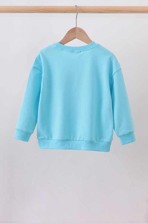 Blue bow hand-sewn mom&me sweatshirt
