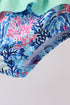 Blue marine creature print ruffle 2pc swimsuit
