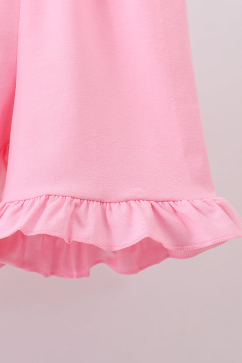 White cross smocked ruffle shorts set