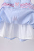 Blue seersucker bow smocked bloomer set