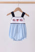 Blue character embroidery gingham bubble