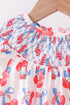 Blue cherry smocked bloomer set